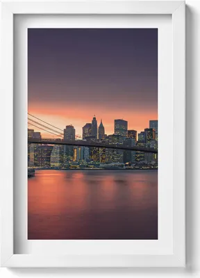 Produktbild von New Yorker East River– Wandbild mit Rahmen – Gerahmtes Bild  – Wanddekoration – 20x30 cm – Weiß