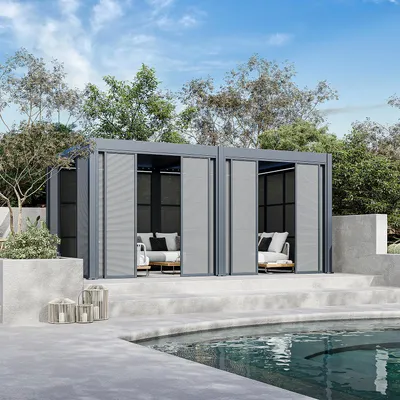 Produktbild von Weide Slim Frame Schiebepaneel Textil anthrazit für Pergola