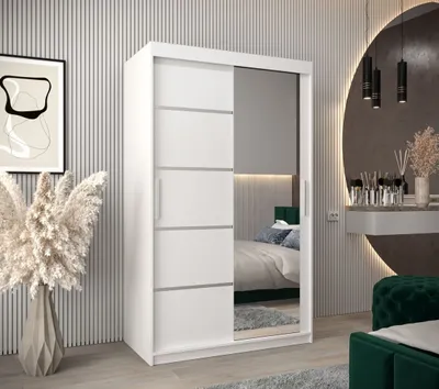Obrázek produktu pro Šatní zrcadlová skříň ADELA - 120 cm, bílá