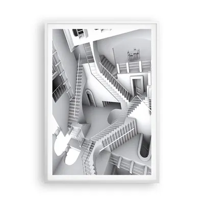 Produktbild von Gerahmtes Poster - Weißer Rahmen - Wissenschaft Illusion Treppen - 70x100 cm - Wand Bild - Wanddeko - Wandbilder - Wandposter - Bilderrahmen - Bilder - Kunstdruck - Wandbild - P2WPA70x100-4277