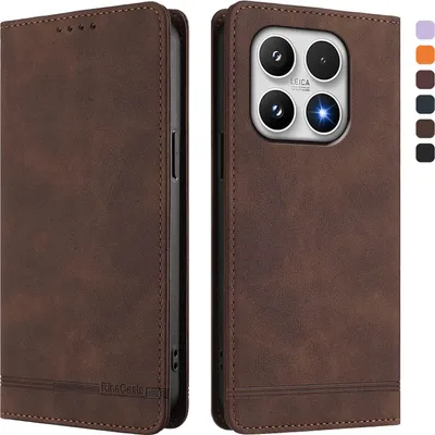 Immagine prodotto di Custodia per Xiaomi 17, custodia retro in Finto cuoio con supporto e slot per carte di credito Marrone