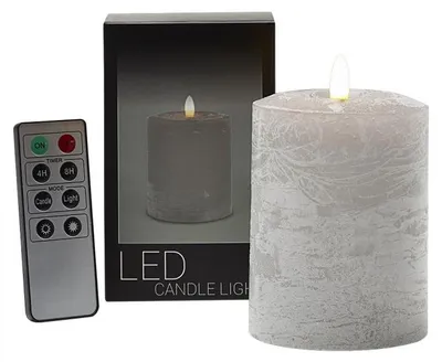 Produktbild von Branded By LED-Stumpenkerze Ø 7,6 × 10 cm - Grau