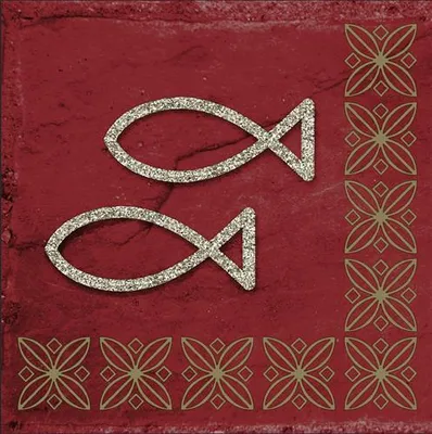 Zdjęcie produktu dla 20 serwetek Modern Ichthys w kolorze bordowym, 33 x 33 cm