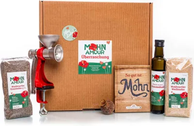 Produktbild von Mohnmühlen Geschenkbox – ideal für Mohn-Liebhaber – Mohn Amour