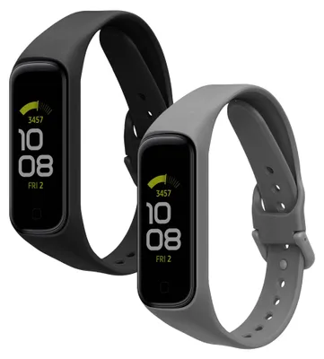 Produktbild von kwmobile 2x Uhrenarmband für Samsung Galaxy Fit 2 Armband - Fitnesstracker Band Set aus TPU Silikon - Ersatzarmband Smartwatch - Schwarz Dunkler
