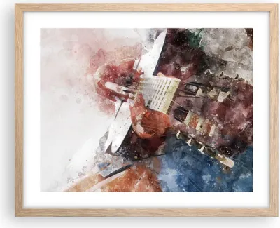 Produktbild von Gerahmtes Poster - Rahmen in heller Eiche - Gitarre Musik - 50x40 cm - Wand Bild - Wanddeko - Wandbilder - Kunstposter - Wandposter - Bilderrahmen - Bilder - Kunstdruck - Wandbild - P2NAA50x40-4000