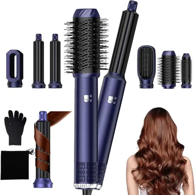 Produktbild von 6 in 1 Haarstyler, Pro Air Styler Set 1000W Rundbürstenföhn,Air Curler,Warmluftbürste, Föhnbürste, Haartrockner,Glättbürste Styling für Alle Haartypen