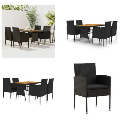 Produktbild von vidaXL 5 tlg. Garten Essgruppe Poly Rattan Schwarz - Garten Essgruppe - Garten Essgruppen - Essgruppe Terrasse - Outdoor Essgruppe