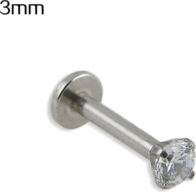 Produktbild von 1 Stück 16 G Uni glänzender Strass Lippenring Nasenstecker Ohrring Piercing Schmuck-3mm