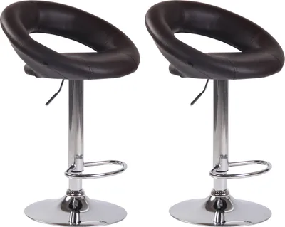 Produktbild von CLP 2er Set Barhocker Olinda Kunstleder höhenverstellbar und drehbar braun Gestell Farbe chrom