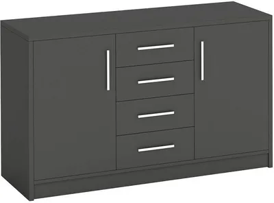 Produktbild von Furniture24 Sideboard GENEWA 2 Kommode Schubladenschrank Schubladenkommode Merzwerkschrank 4 Schubladen 2 Türen Graphite