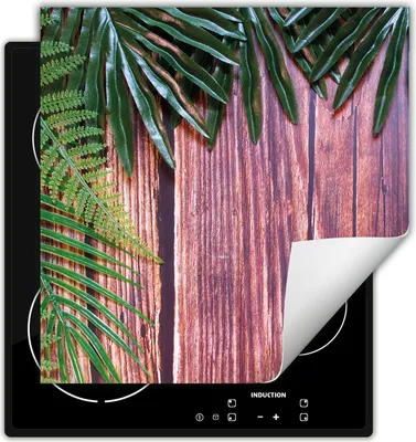 Produktbild von DarHaus Herdabdeckplatte 50x52 cm Anti Rutsch Matte Aufrollbar, Blätter - Holz