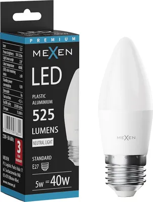 Zdjęcie produktu dla Mexen Nova żarówka LED E27, C37, 5W, Neutralna - 4000K, 525 lm - L102-E27-0540-01