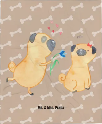 Produktbild von Mr. & Mrs. Panda Schlummerdecke Mops Verliebt - Hundeglück - Geschenk, Babydecke, Fleecedecke, Schmusedecke, Plaid, Hund, Erstlingsdecke, Liebe, Sprüche, Freund, Knuffig