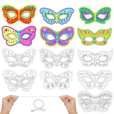 Produktbild von Bastelset Tiermasken zum Bemalen 12 Stück Schmetterling Masken für Kinderparty Geburtstag