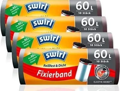 Immagine prodotto di Fodere per bidoni con nastro adesivo, multipack 4x 60l/10 sacchi