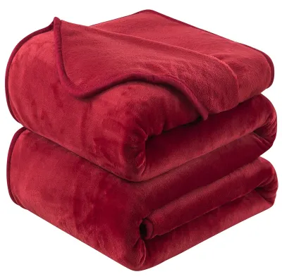 Zdjęcie produktu dla Solidchoice - Gruby koc polarowy 150x200 cm, czerwony, dwustronny