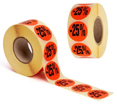 Aktionsetiketten -25%, 2.000 Stück, rot, rund, Ø 32 mm