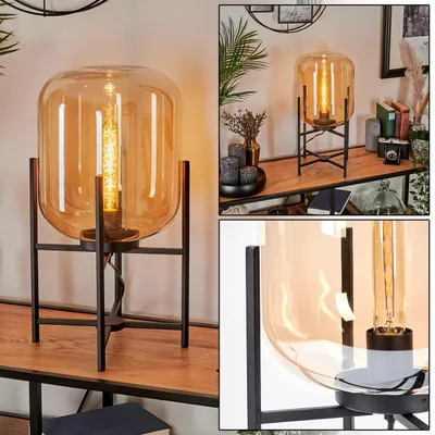 Produktbild von Morgex Tischlampe aus Metall/Glas in Schwarz/Bernsteinfarben