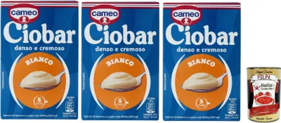 Produktbild von Cameo Ciobar Weiße Schokolade heiße schokolade istant chocolate 3x 105g schoko, istant white hot chocolate + Italian Gourmet polpa 400g