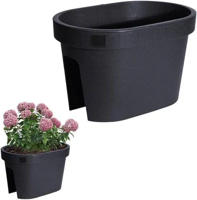 Image de Bac à fleurs pour balustrades suspendues noir 395 x 265 x 24 cm - Wamat