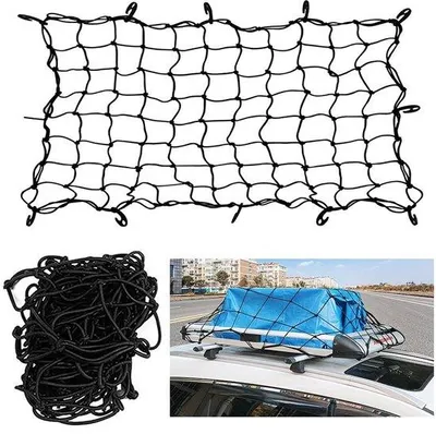Image de Filet de rangement pour voiture - Tuyau de chargement élastique - Peut être déployé et rétracté - 120 x 90 cm - Empêche les objets de glisser - Adapté aux SUV et aux véhicules utilitaires