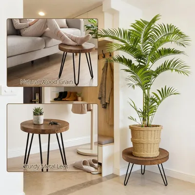 Immagine prodotto di Supporto per piante in legno, rotondo, diametro 25 cm, altezza 17 cm, per decorazioni da interno ed esterno