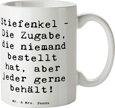 Produktbild von Mr. & Mrs. Panda Kaffeetasse Spruch Stiefenkel Freude - Weiß - Geschenk, Trinkbecher, Familienzusammenhalt, Verwandte, Großeltern, Jubiläen, Patchworkfamilie, Teetasse