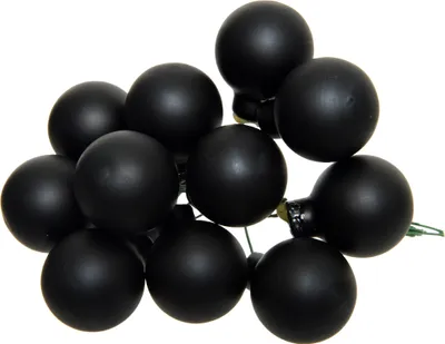 Produktbild von Weihnachtskugeln am Draht 2,5cm Glas 12 Stück - Schwarz matt