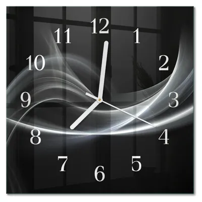 Produktbild von Tulup Glasuhr Wanduhr Küchenuhr Echt-Glas 30x30 cm Modern Dekorativ Geräuschlos Weiße Zeiger - Abstrakte Linien