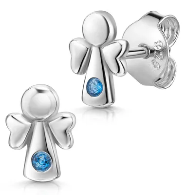 Produktbild von MATERIA by Matthias Wagner Kinder Ohrringe Schutzengel mit blauen Zirkonia SO-205-Blau