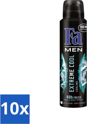 Obrázek produktu pro Fa Men – Extreme Cool – Deodorant ve spreji – Chladivý – 150 ml – Výhodné balení – 10 kusů