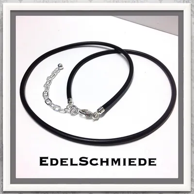 Produktbild von Edelschmiede925 Kautschukband (3mm) schw 925 Silber 50+ Verlängerg