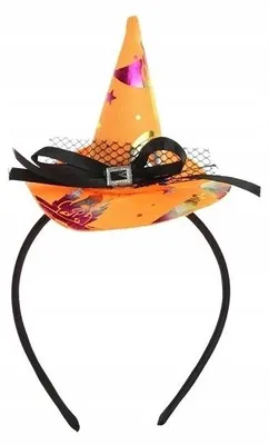 Produktbild von Hopki Halloween Hexe Stirnband mit orangefarbenem Hut
