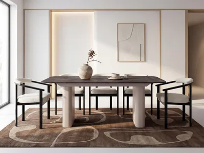 Produktbild von Ausziehbarer Rechteckiger Esstisch – XXL Modernes Design Metallgestell in Kaschmir – für 8-12 Personen, 180 x 90 / 280 cm – Beton Dunkelgrau