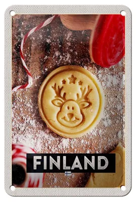 Produktbild von Blechschild Reise 12x18cm Finnland Hirsch Plätzchen Weihnachten Schild