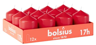 Productafbeelding van Bolsius Kaarsjes, stompkaarsen - Rood - 12 stuks - 8 x 6 cm - Decoratieve huishoudelijke artikelen