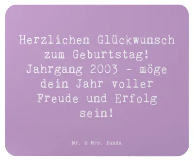 Produktbild von Mr. & Mrs. Panda Mouse Pad Spruch 2003 Geburtstag - Lavendeltraum - Geschenk, Mousepad, Geburtstagsgeschenk, Happy Birthday, pc mauspad, Geburtsjahr, laptop, Freude