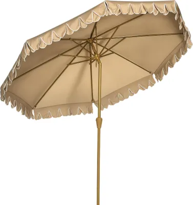 Produktbild von Sonnenschirm, mit Fransen, neigbar, mit Handkurbel, Stahl+Polyester, khaki, Ø264 x 240 cm