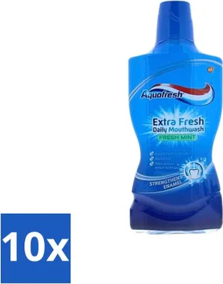 Imagen del producto de Enjuague bucal Aquafresh – Sabor a menta fresca – 500 ml - Paquete económico - 10 unidades