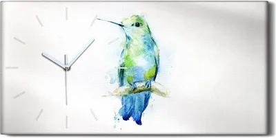 Produktbild von Dekor Leinwand Uhr Wandbilder Geräuschlos 60x30 Tiere Kolibris Aquarell Vogel - weiße Hände