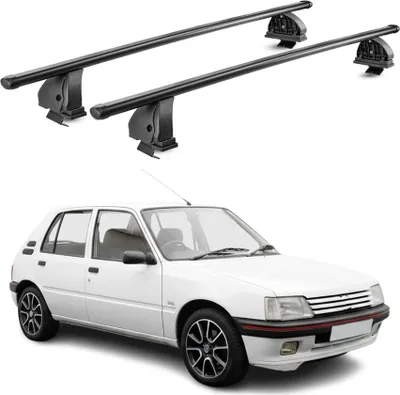 Image de Barres de toit transversales acier pour Peugeot 205 1983-1998 5Portes Noir 2Pcs