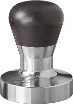 Produktbild von scarlet espresso | Tamper »Passion« für Barista; mit ergonomischem PVC- oder Edelholzgriff nach Wahl und Präzisions-Edelstahlbasis , Größe:58.5 mm, Farbe:Ebenholz - Schwarz