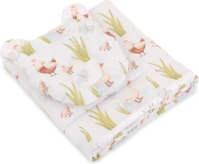 Immagine prodotto di Coperta per neonati con cuscino, set da letto, cotone Oeko-Tex, antipiega, 2 pezzi