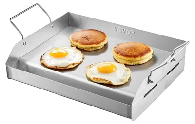 Produktbild von VEVOR Kohlenstoffstahl-Grillplatte, 24x16 Zoll Universelle Flachplatte, Gasgrill-Grillplatte für BBQ-Grill, Teppanyaki, Tragbares Familienkochgeschirr mit Griff, für Camping und Grillpartys, 425x270 mm