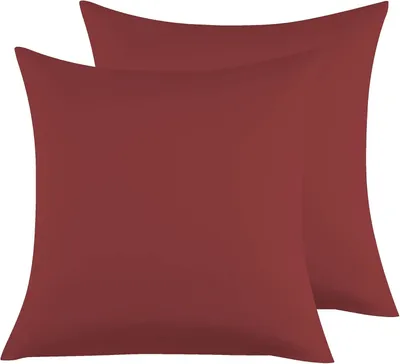 Produktbild von Kissenbezüge aus Mikrofaser, 65 x 65 cm, 2er-Set, weiche, einfarbige Kissenbezüge mit Umschlagverschluss - Bordeauxrot