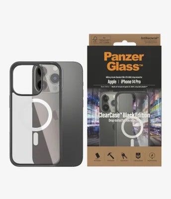 Image de Panzerglass Clearcase avec Magsafe Antibactérien pour Iphone 14 Pro - Clair et Noir