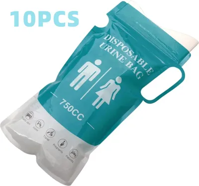 Produktbild von Notfall Urinbeutel 10 Stück, 750ml, Auslaufsicher, Schnell absorbierend, Outdoor & Auto Verwendung