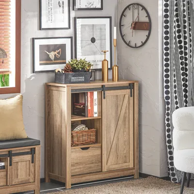 SoBuy Sideboard Schuhschrank Mit Schiebetür – Lowboard 80x89x35 Cm Aus Holzwerkstoff, 8 Ablagen, Bis 64 Kg Belastbar