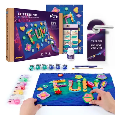 Imagen del producto de Okto Lettering Art Set Para Pintar Con Clay Fun 30x40 Cm